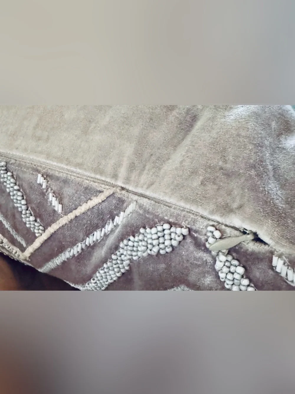 Z Gallerie Down Pillow 24 inch Lavender Accent Beaded Velvet Luxury